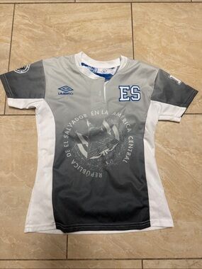 Umbro Grey and White ES Soccer Jersey